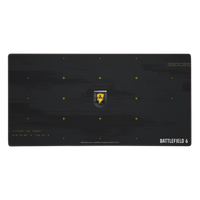 Gaming mouse pad with 'Battlefield 6' logo and design elements on a black background